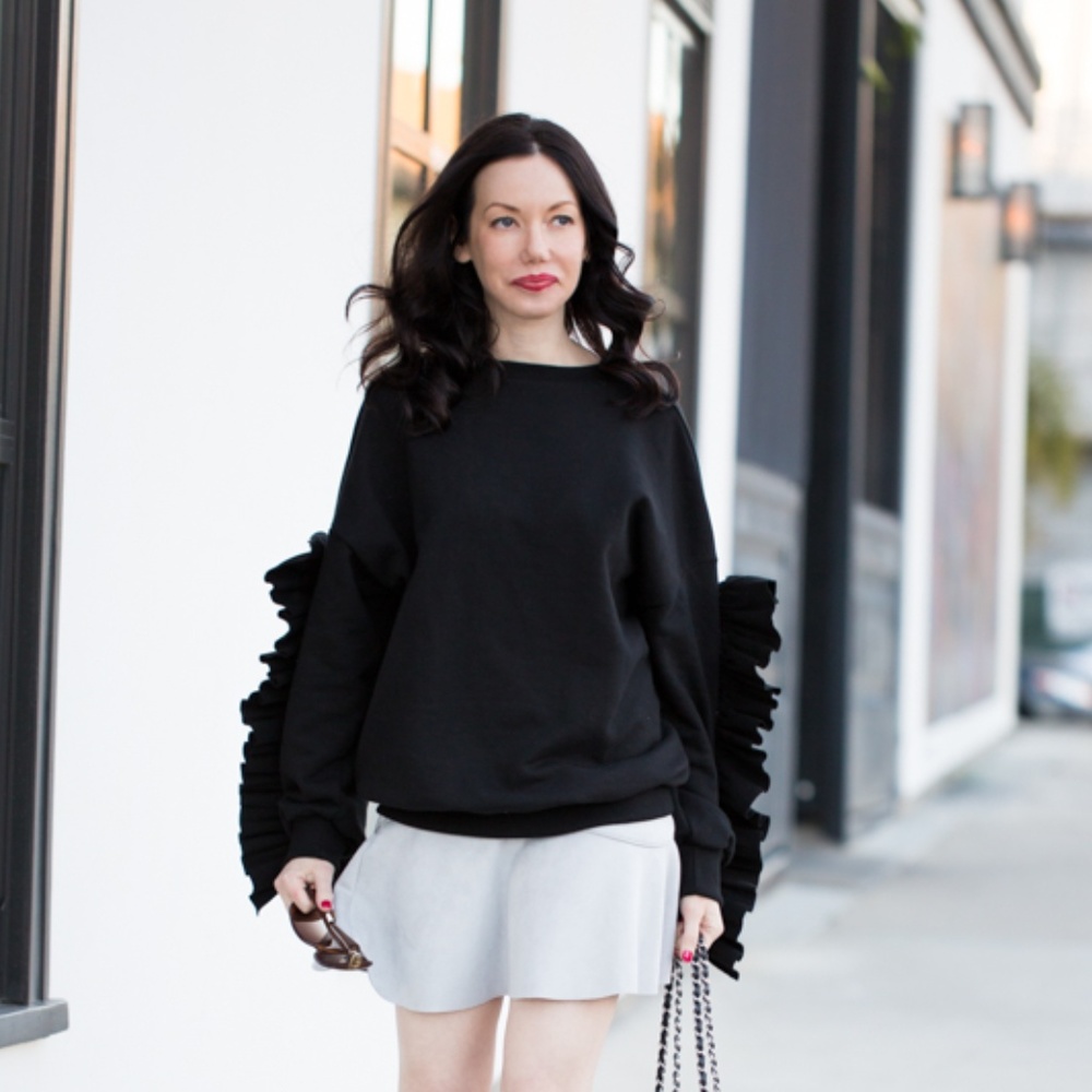 Storets Black Ruffled Sweatshirt - Picture 2 of 6